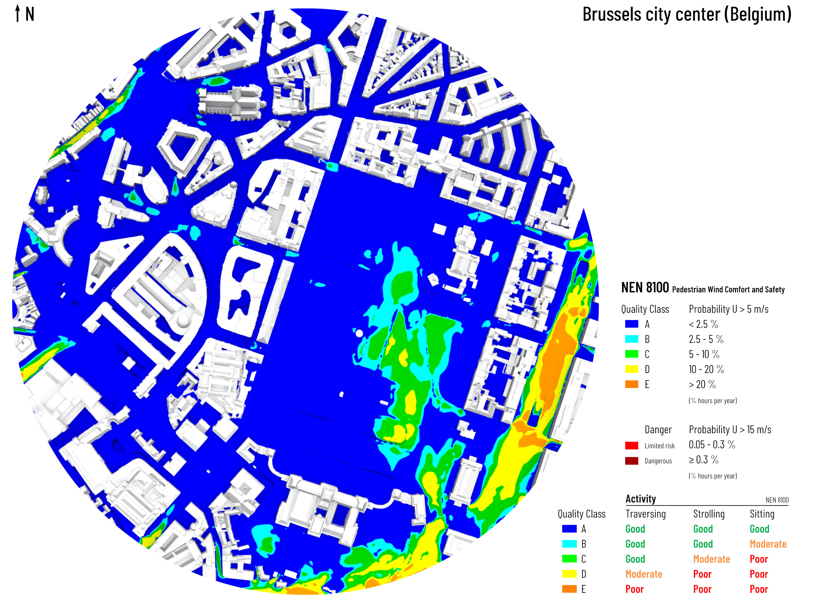 Brussels – Royal Park – Wind comfort and safety assessment according to NEN8100