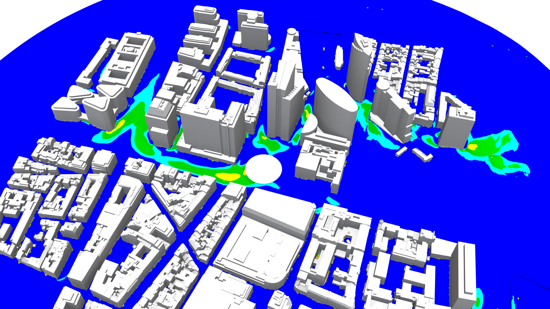 Wind comfort map of Place Rogier in Brussels with comfort grades per point